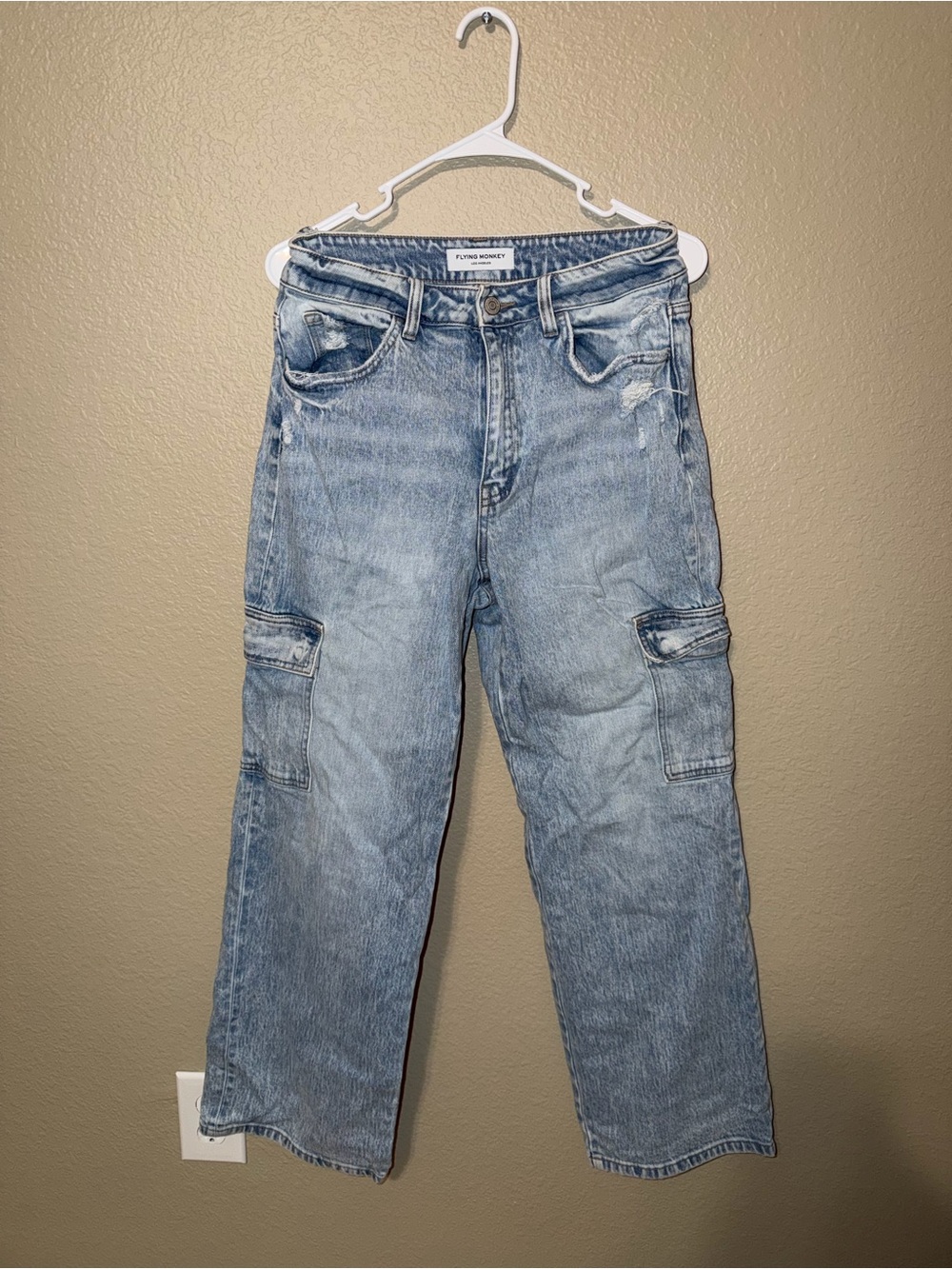 Flying Monkey Light Blue Relaxed Cargo Jeans